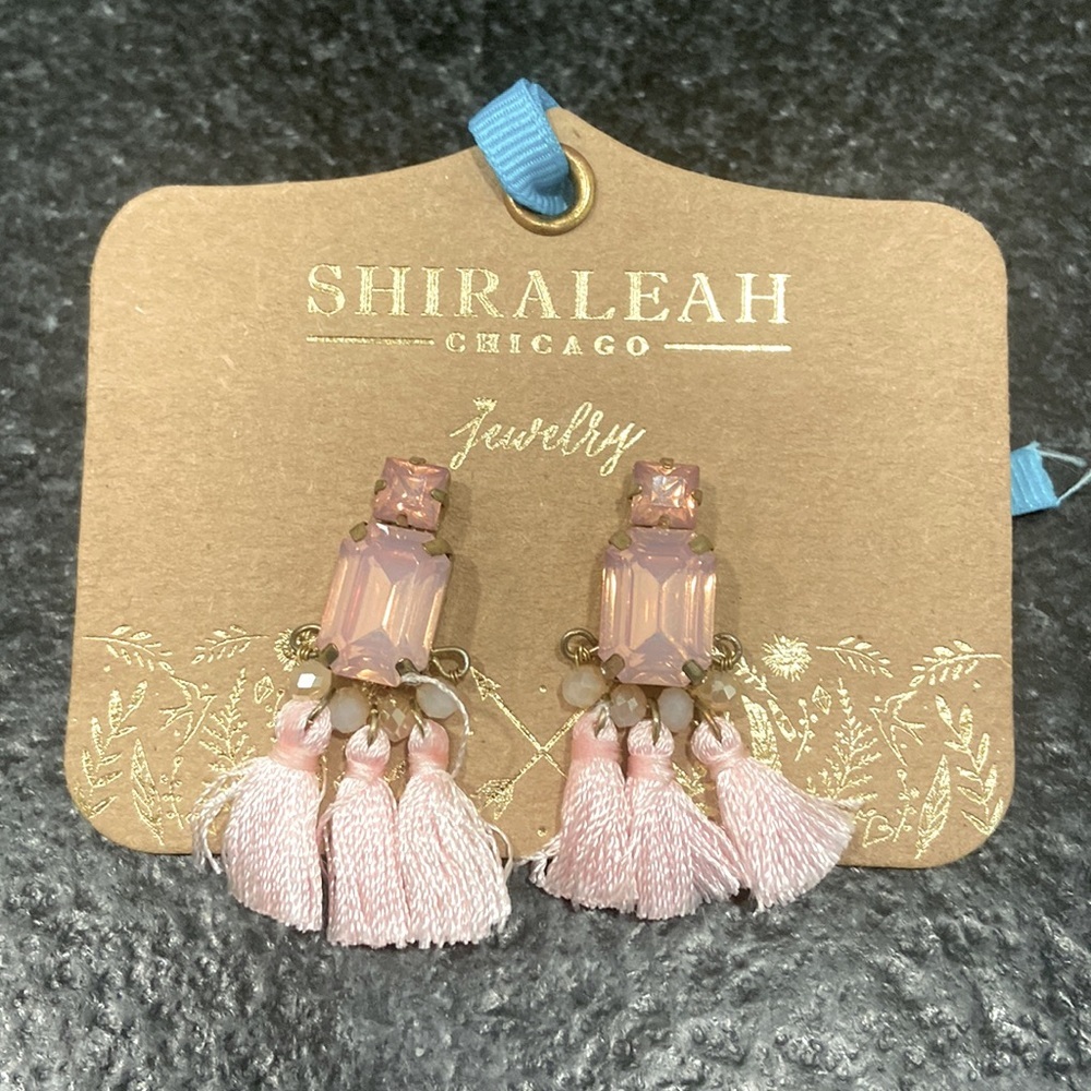 Shiraleah Oriana Demi blush pink Tassel Earrings NWT rhinestones Anthro Boho